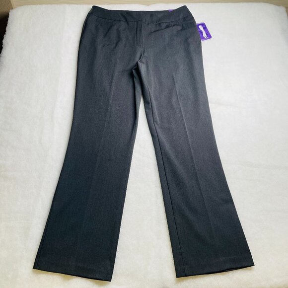 NWT Investments Womens Gray Slimming Front Panel Flared Leg Dress Pants Sz 14L - Picture 1 of 9